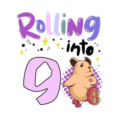 Zoom image 9º cumpleaños Hamster Rolling into 9 años