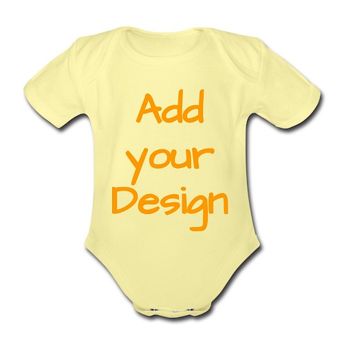 Organic Short-sleeved Baby Bodysuit washed yellow