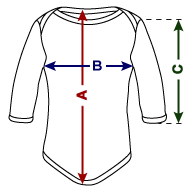 Body orgánico de manga larga para bebé Descripción general del tamaño