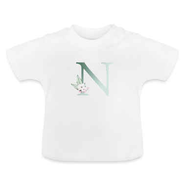 Narodziny  - N Monogram, kwiatowy, personalizowany