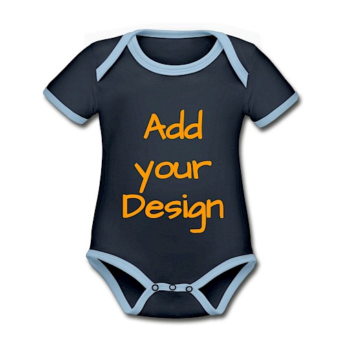 Body Bébé bio contrasté manches courtes navy/sky