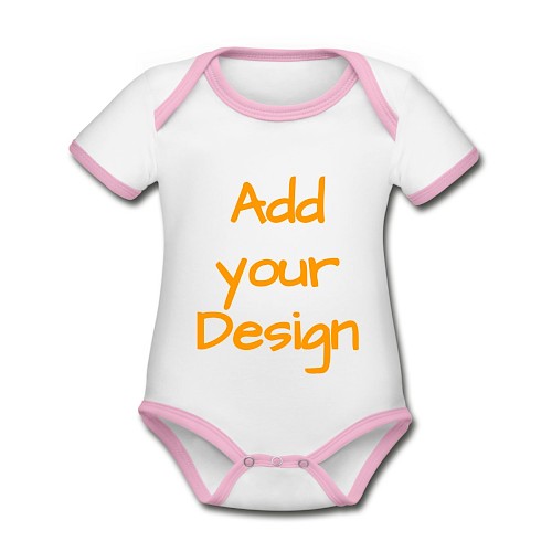 Body Bébé bio contrasté manches courtes blanc/rose