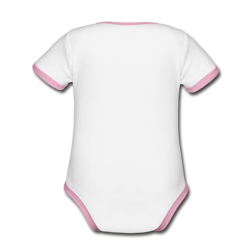 Body Bébé bio contrasté manches courtes Hinten blanc/rose