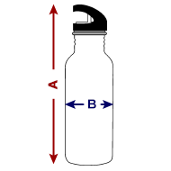 Water bottle with straw Size overview