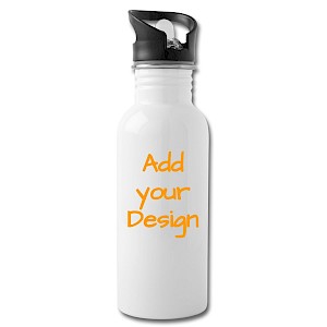 Water bottle with straw white