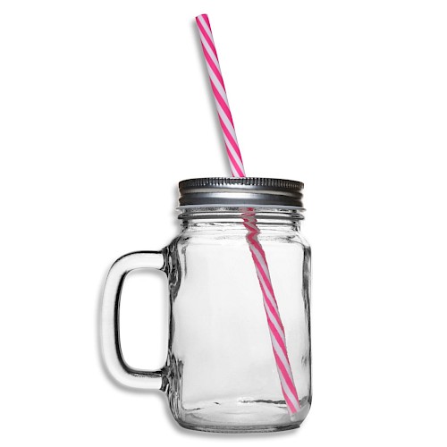 Henkelglas mit Schraubdeckel Links Klar