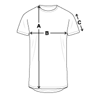 Men's Long Body Urban Tee Size overview